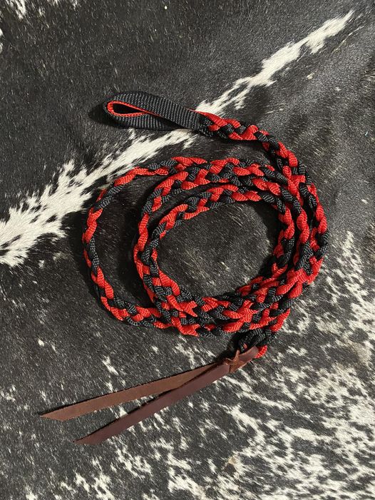 Red & Black Braided Mule Tape Lead w/ Popper
